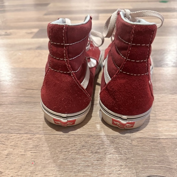 Burgundy High-Top Sneakers with White Accents - Picture 4 of 5